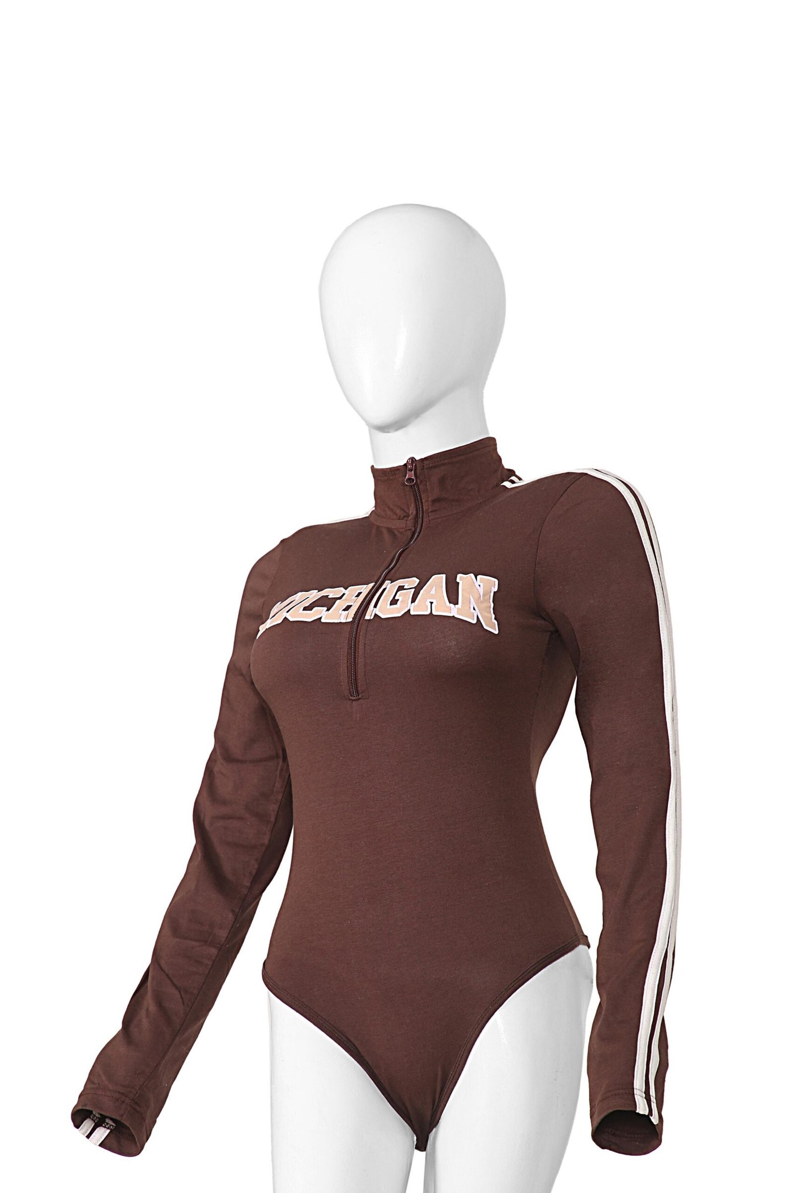 Printed Body Suit L/S Zip